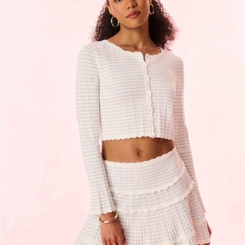 LOVESHACKFANCY Media Striped Knit Cardigan XS